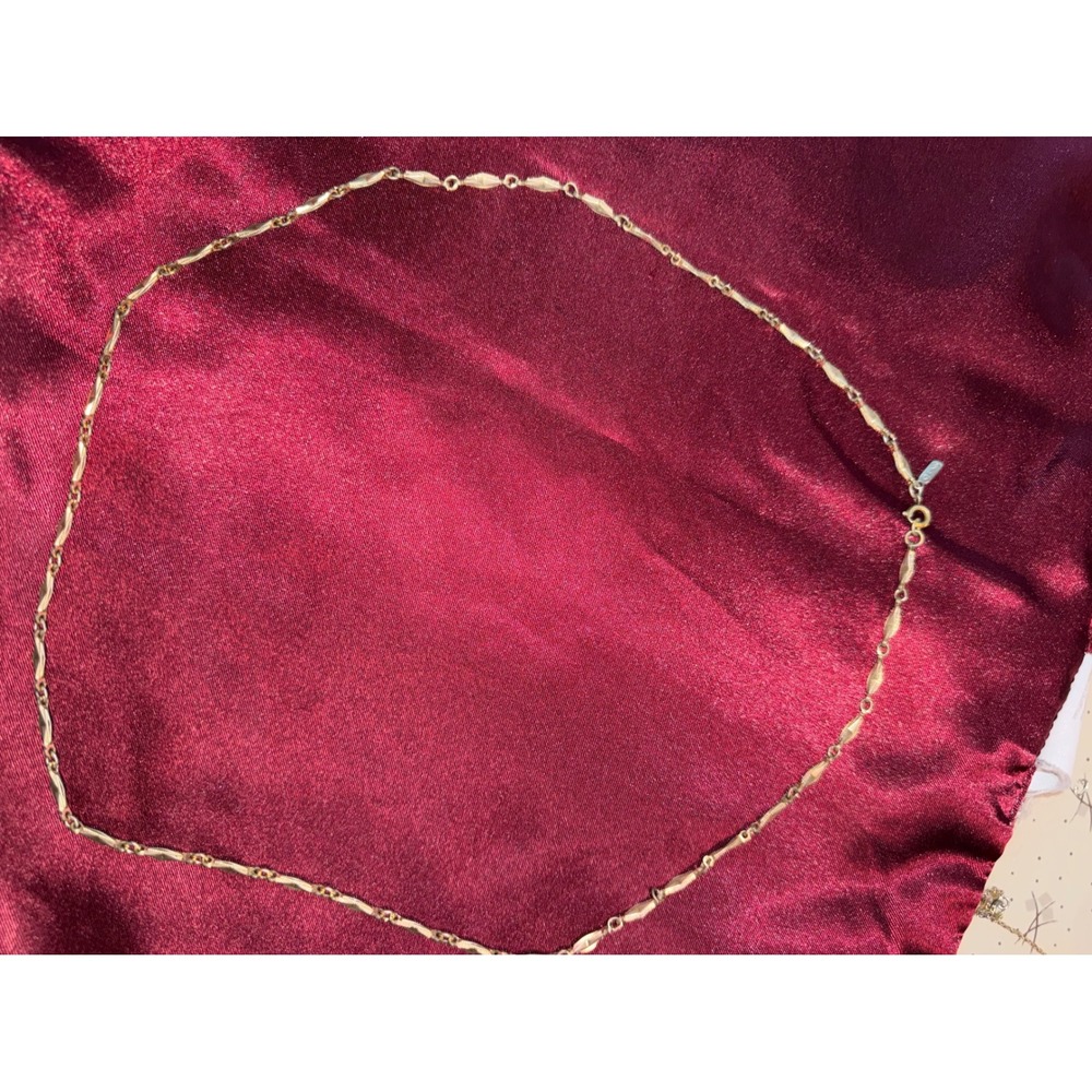 Vintage Monet Gold Tone Textured‎ Diamond Bar Link Chain Necklace 18 Inch